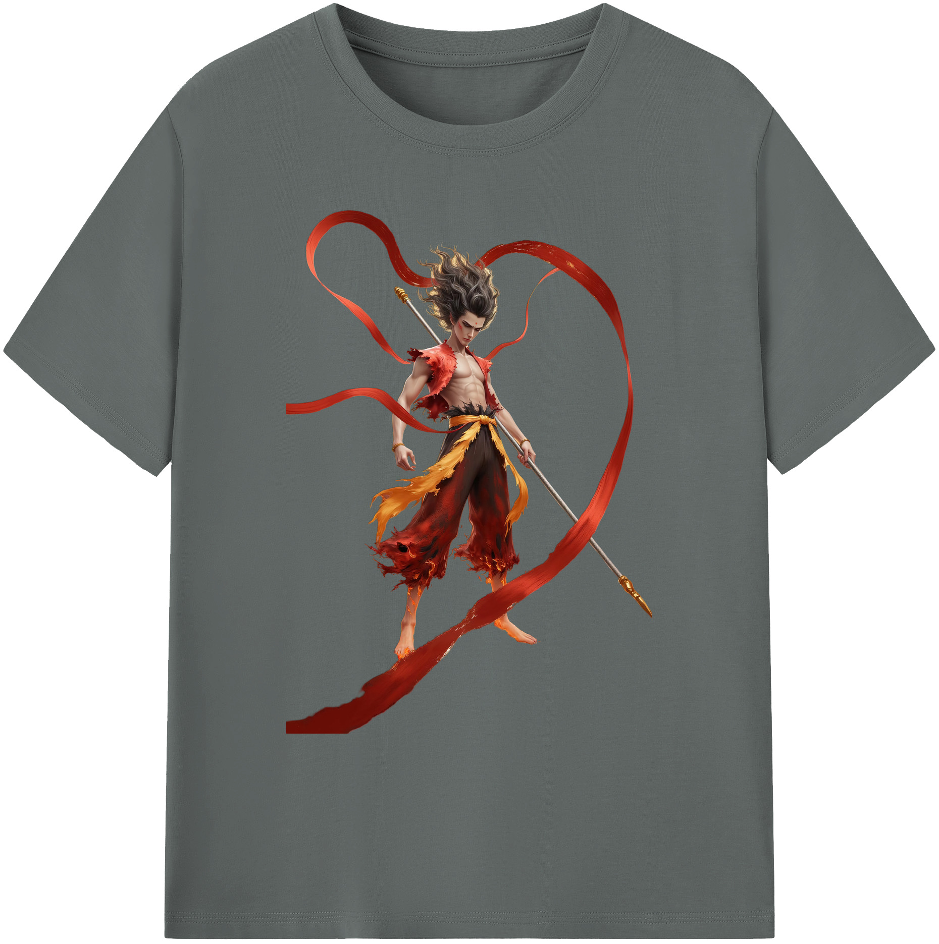 （画像用） Ne Zha 2 ナタ 魔童の大暴れ 綿100％ メンズ半袖Tシャツ｜肌触りやわらか＆通気性